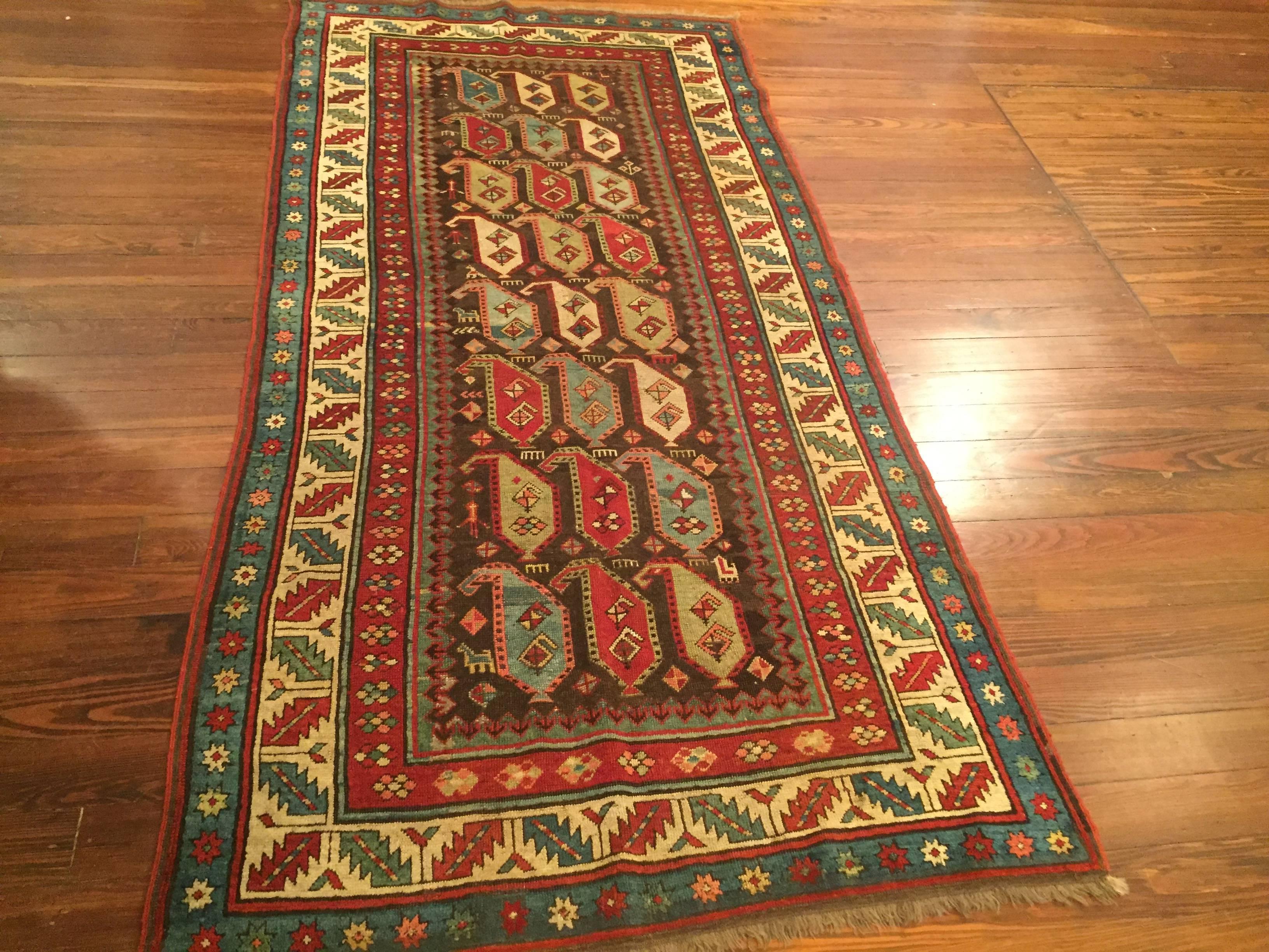 An antique Caucasian Karabaugh rug, circa 1890.