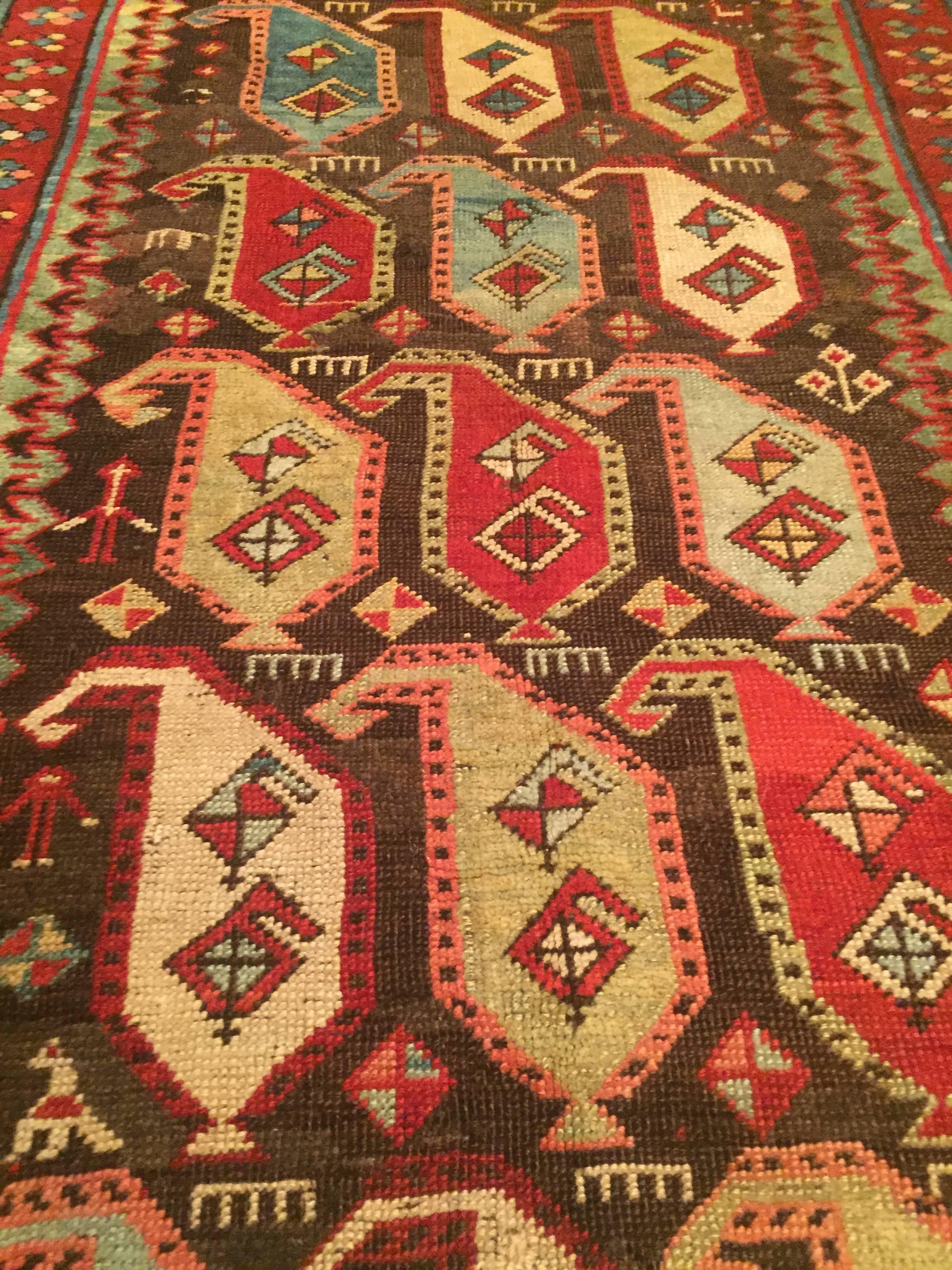 Wool Late 19th Century Antique Caucasian Karabaugh Rug For Sale