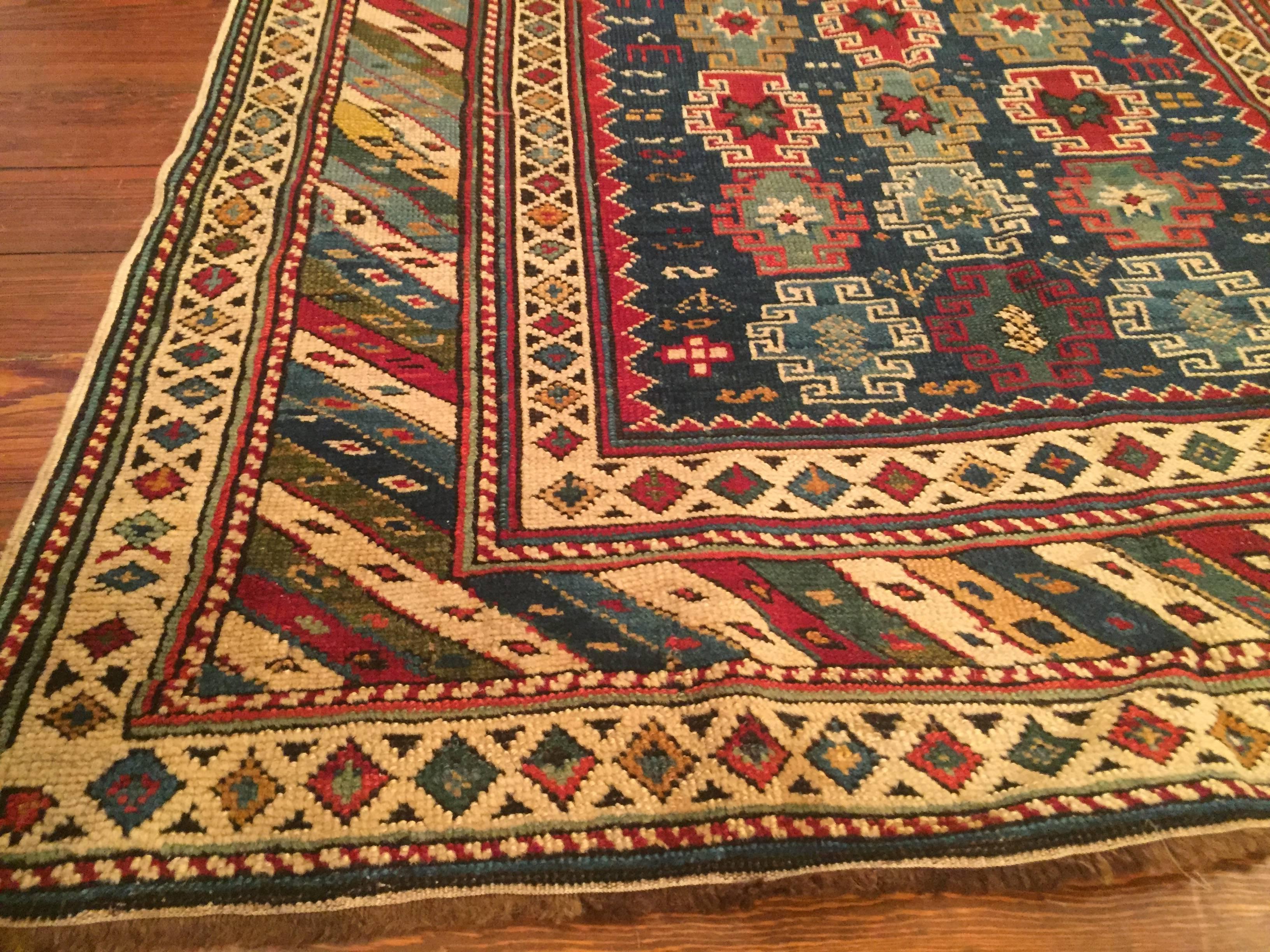 Wool Late 19th Century Antique Caucasian Chi Chi Rug For Sale