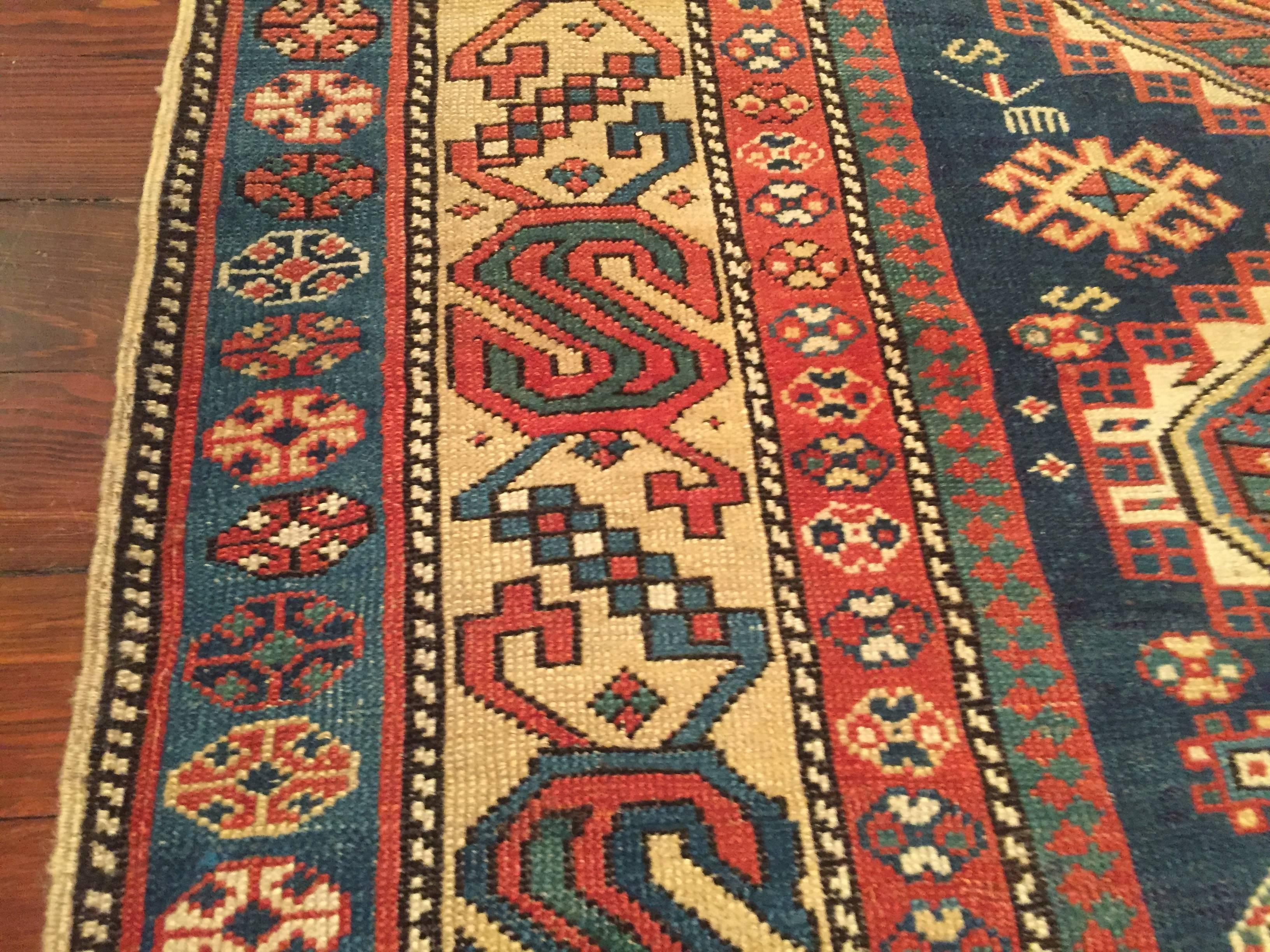 Wool Late 19th Century Antique Caucasian Karagashli Rug For Sale