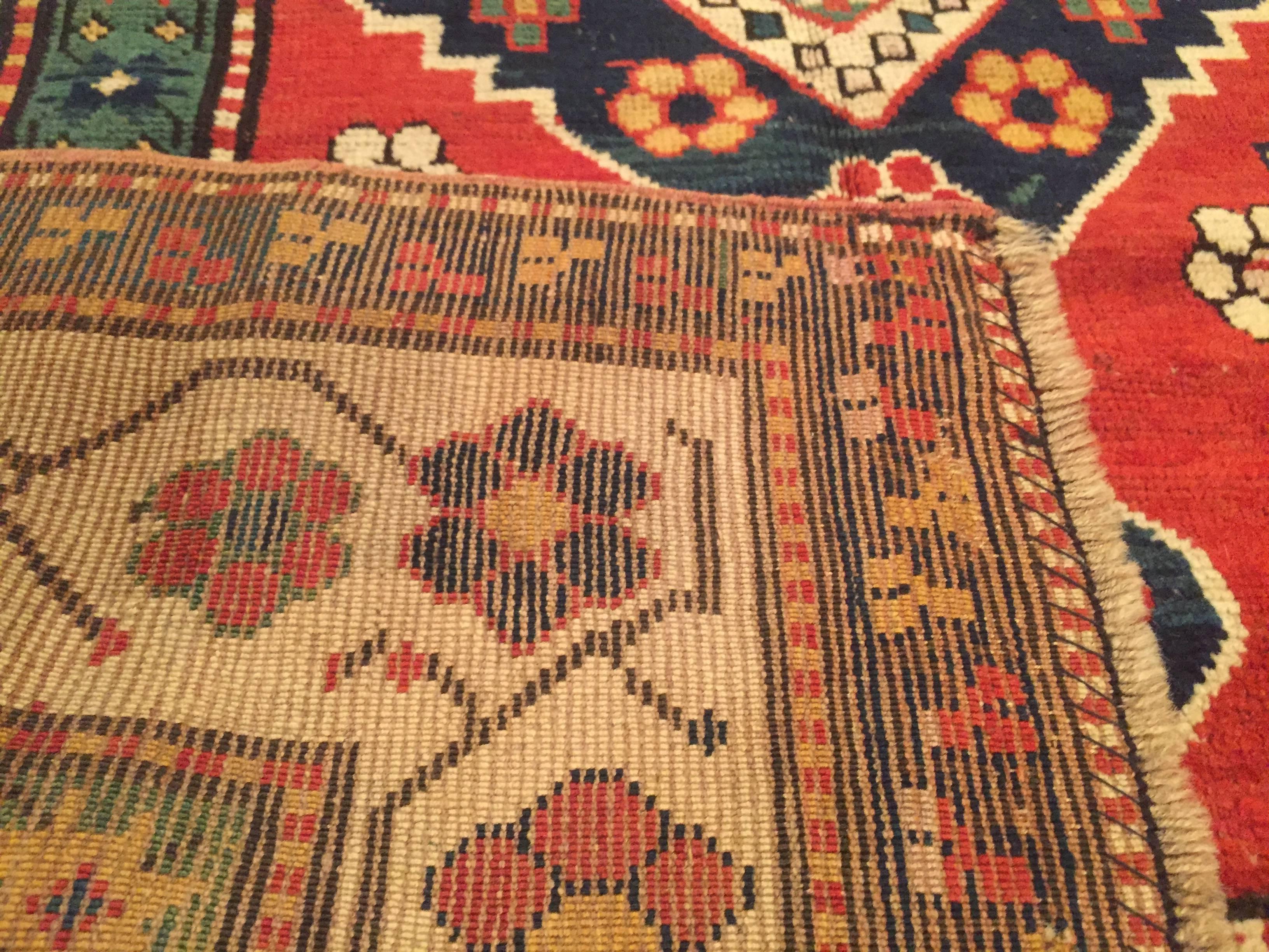 Late 19th Century Antique Caucasian Kazak Rug For Sale 2