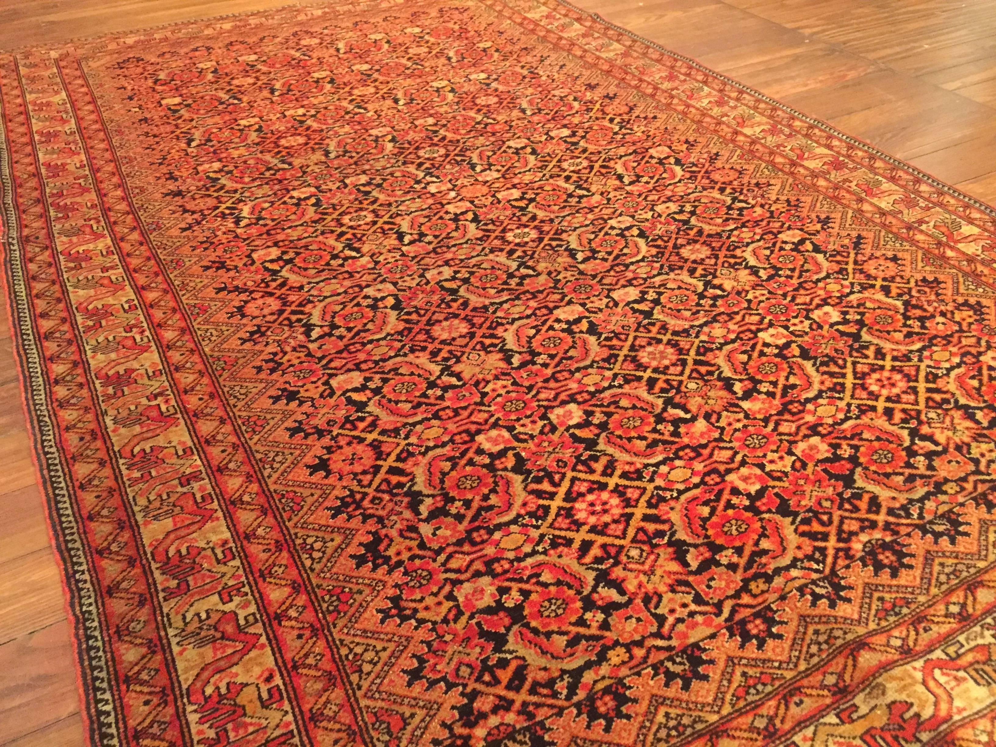 Hand-Knotted Early 20th Century Antique Persian Malayer Rug For Sale