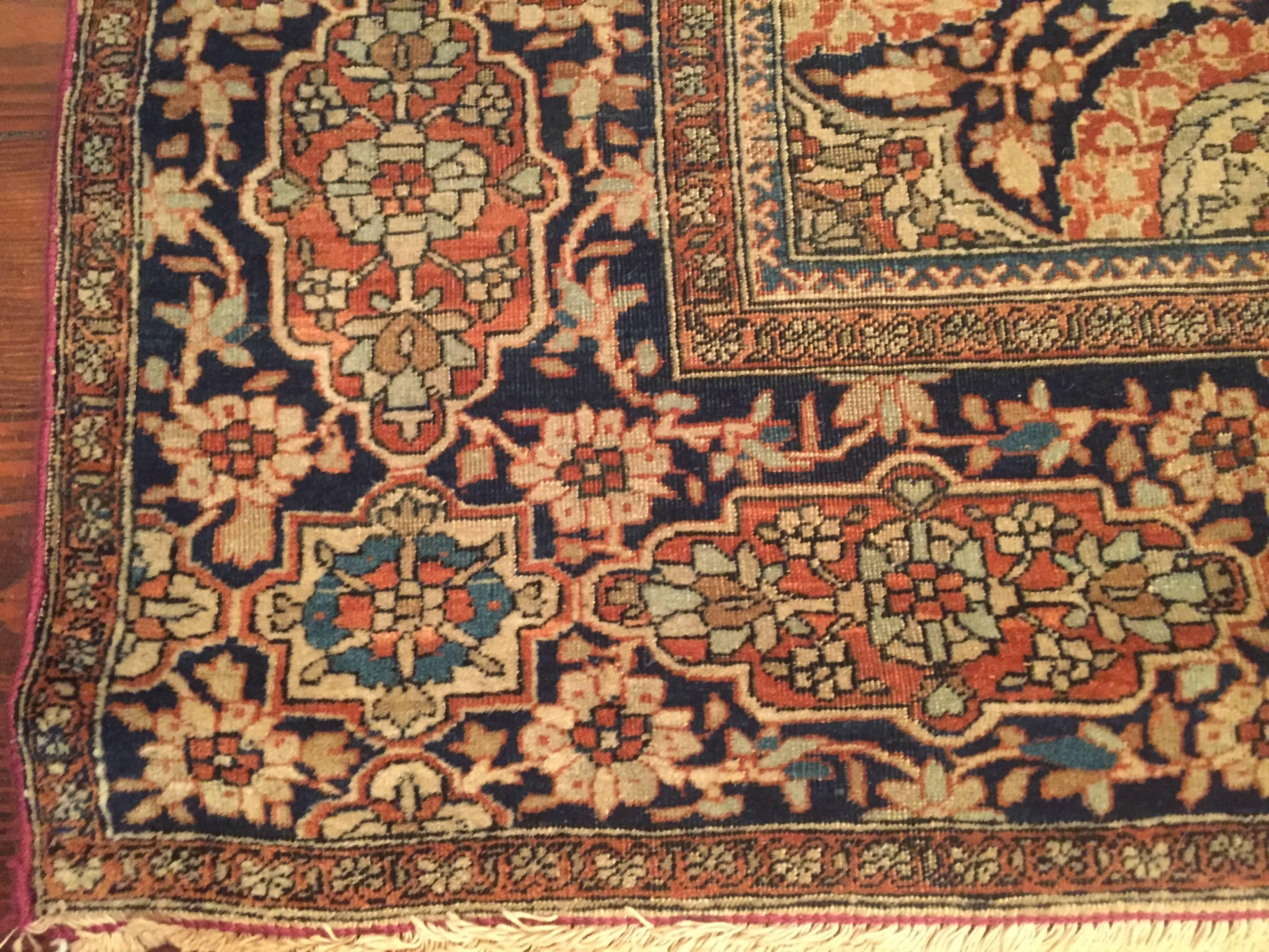 Late 19th Century Antique Persian Mohtashem Kashan Rug In Good Condition For Sale In Louisville, KY