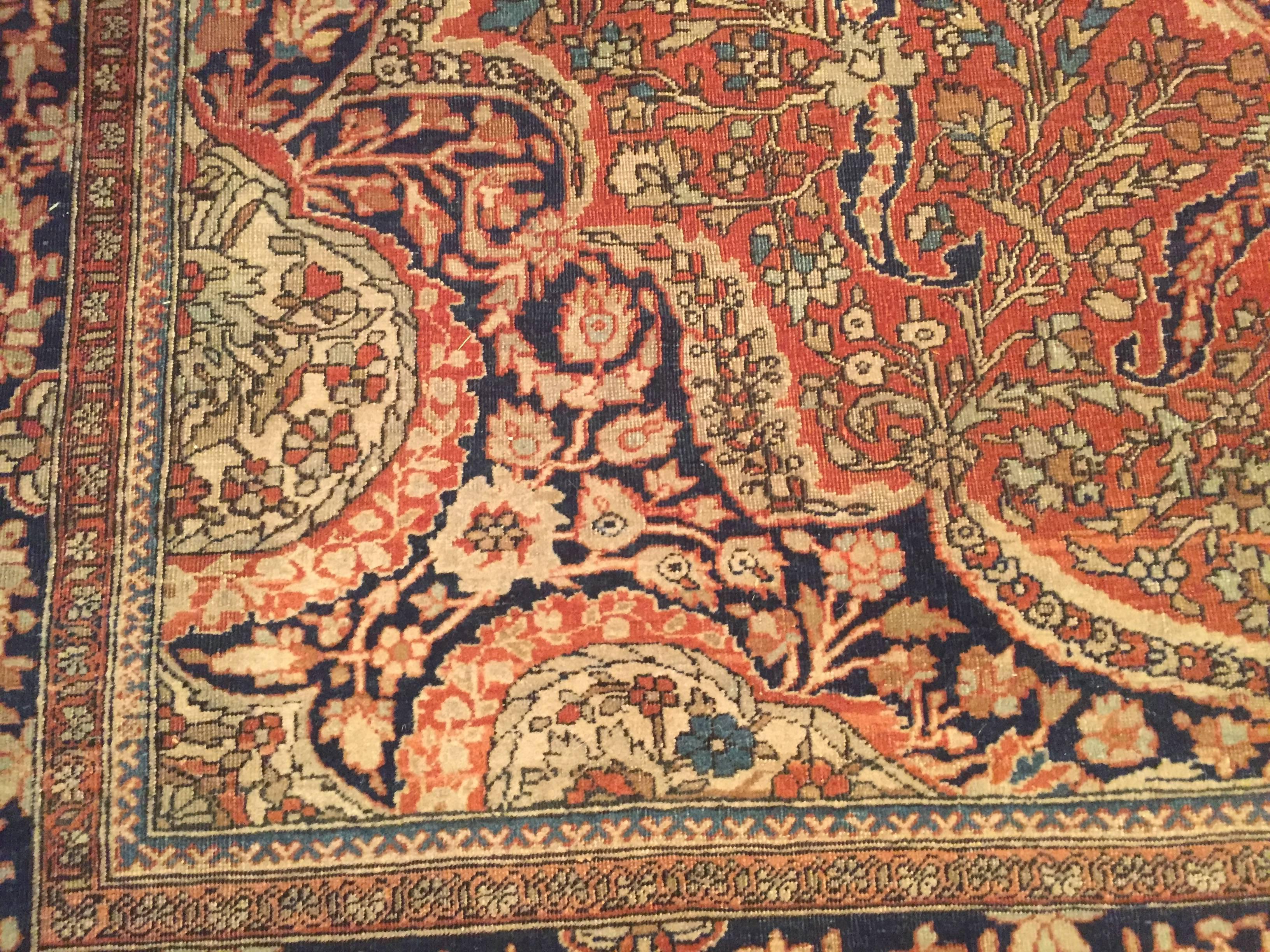 Late 19th Century Antique Persian Mohtashem Kashan Rug For Sale 1