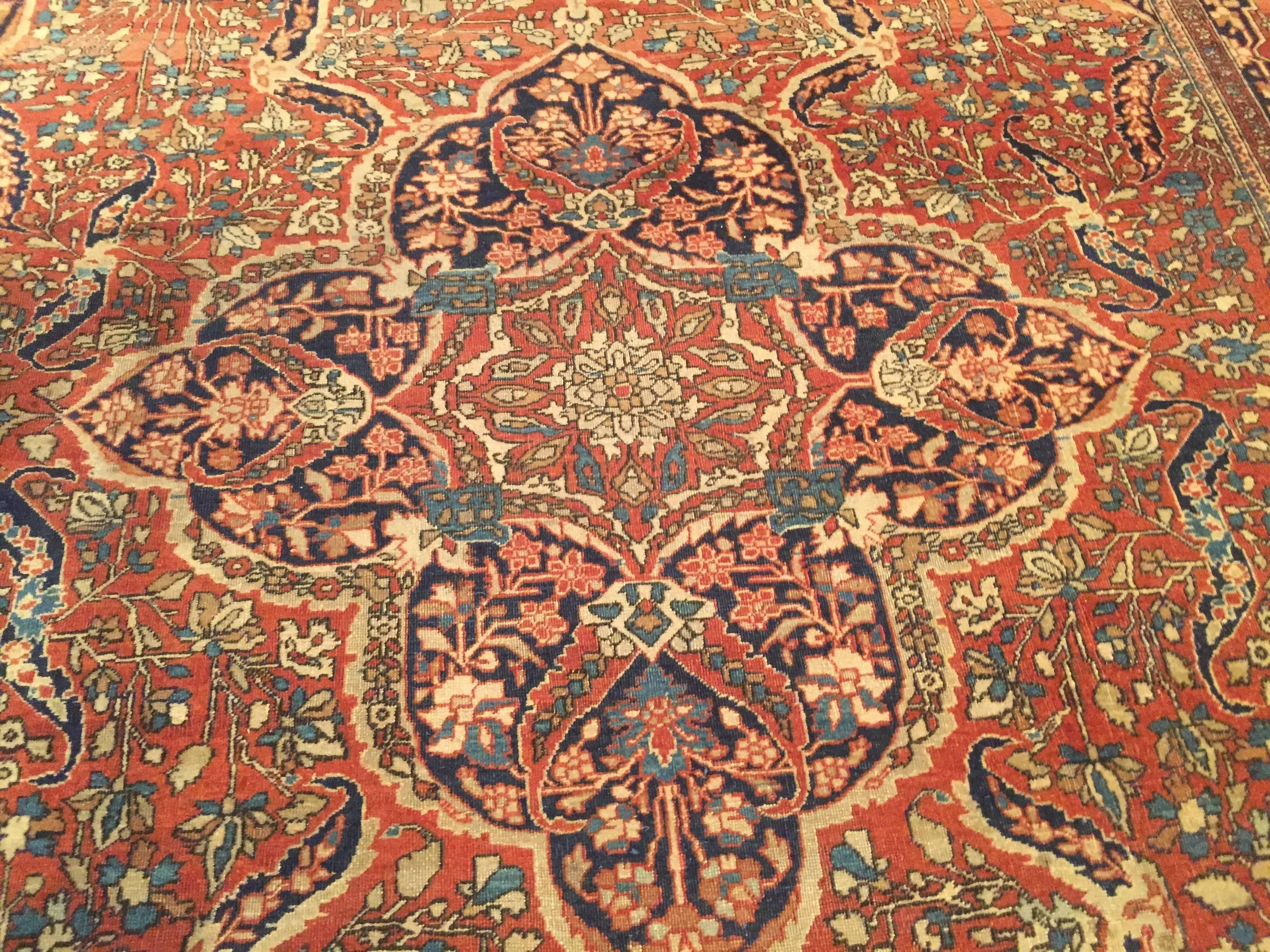 Late 19th Century Antique Persian Mohtashem Kashan Rug For Sale 2