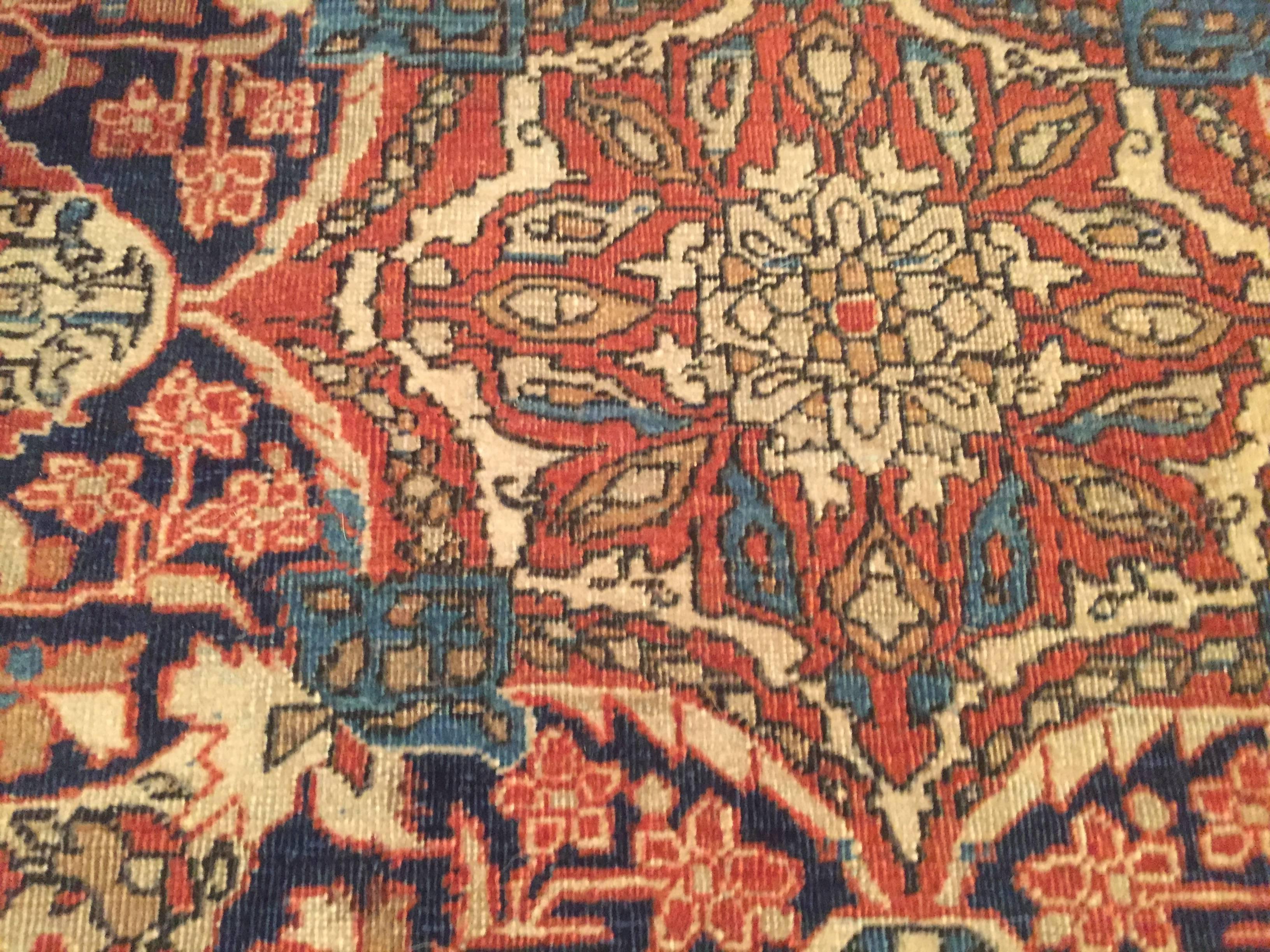 Late 19th Century Antique Persian Mohtashem Kashan Rug For Sale 3