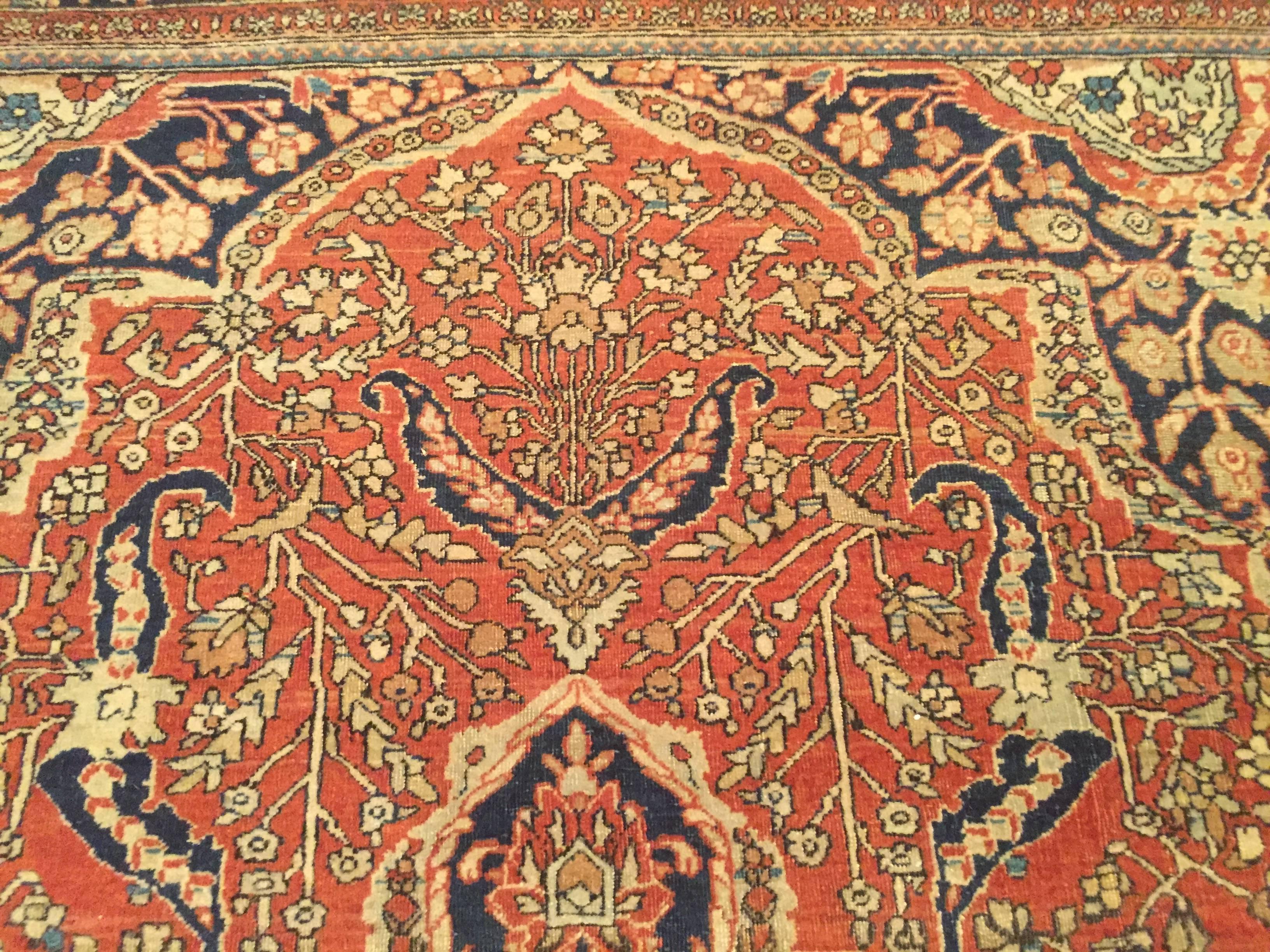 Late 19th Century Antique Persian Mohtashem Kashan Rug For Sale 4