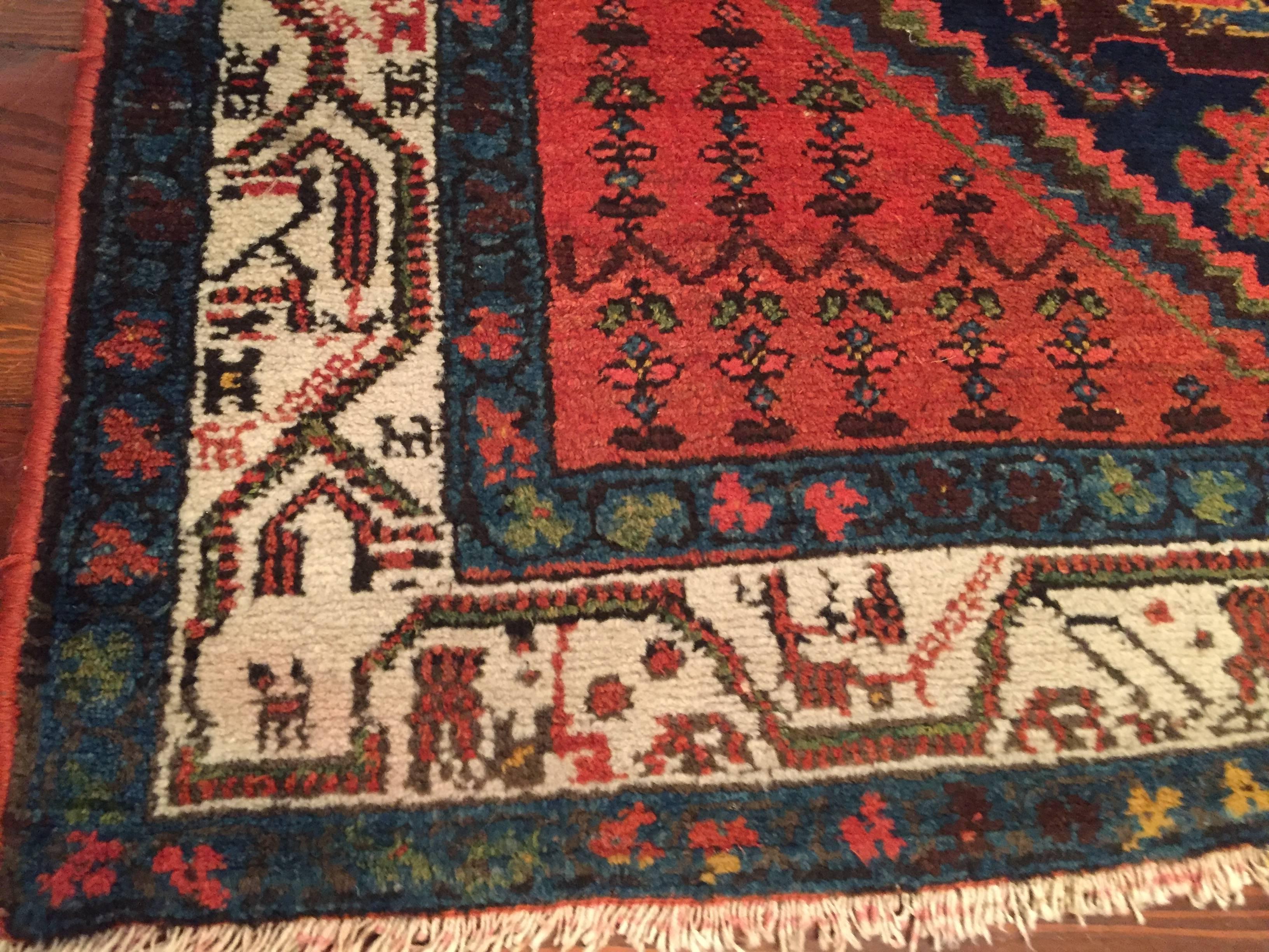 Hand-Knotted Mid-20th Century Antique Persian Hamadan Rug For Sale