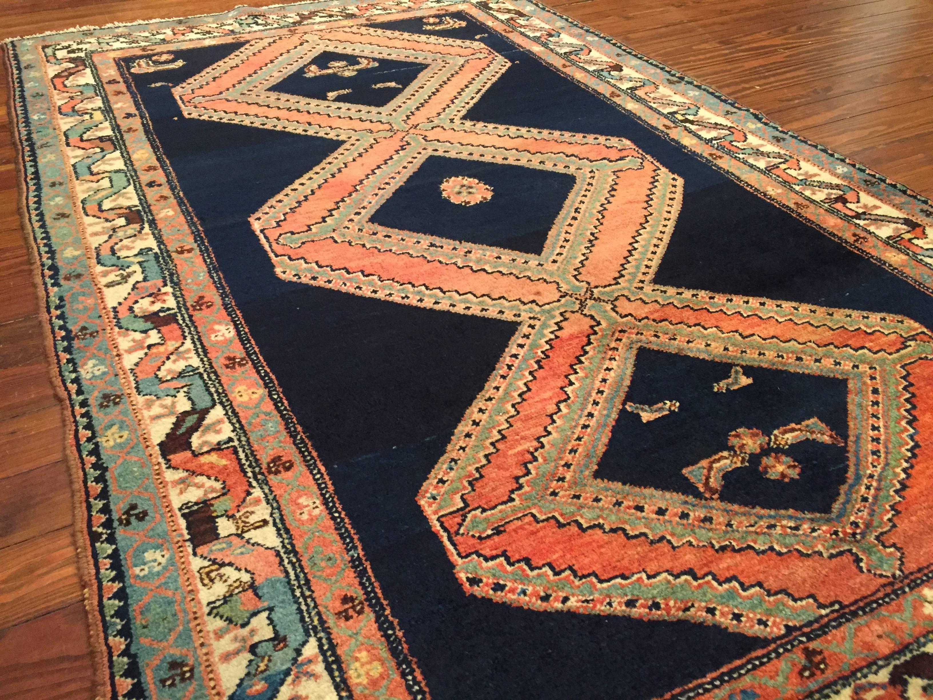 Hand-Knotted Early 20th Century Antique Persian Malayer Rug For Sale