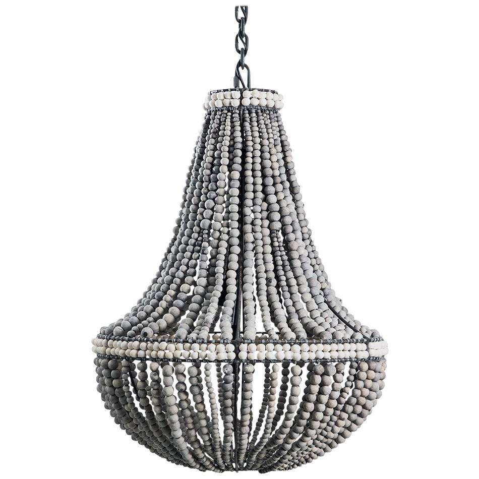 Klaylife Sash, Large Grey Handmade Clay Beaded Chandelier/Light, 21st Century