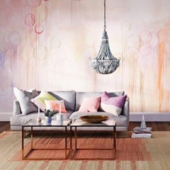 Klaylife, Teardrop, Blue, Small Handmade Clay Beaded Chandelier