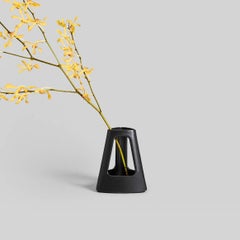 Flora Vase in Contemporary 3D Printed Matte Black Porcelain