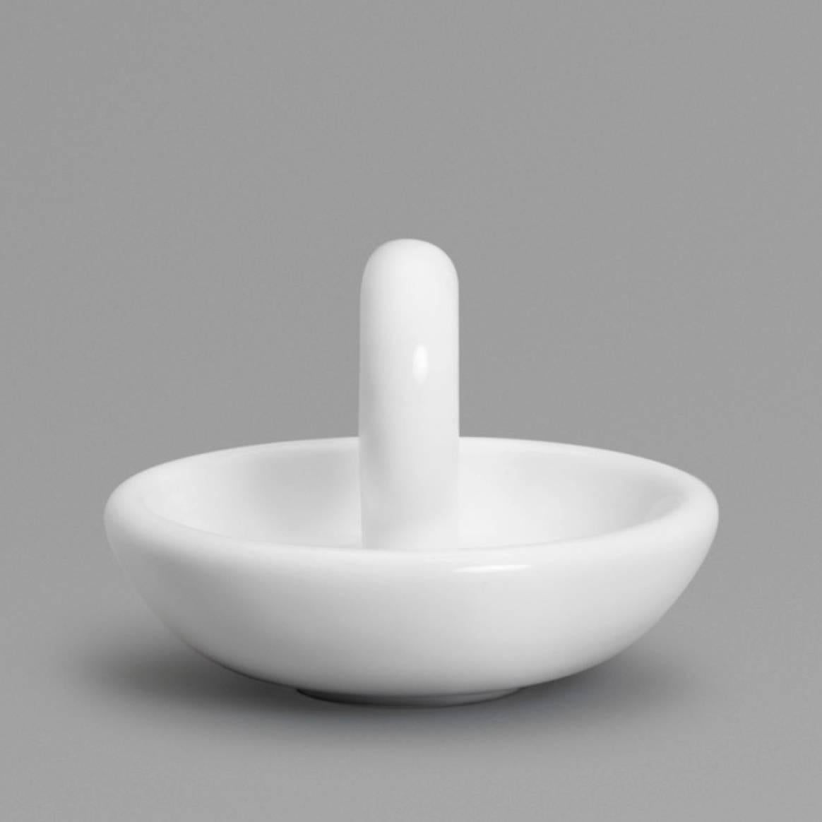 American Little O Catchall / Bowl in Contemporary 3D Printed Gloss White Porcelain For Sale