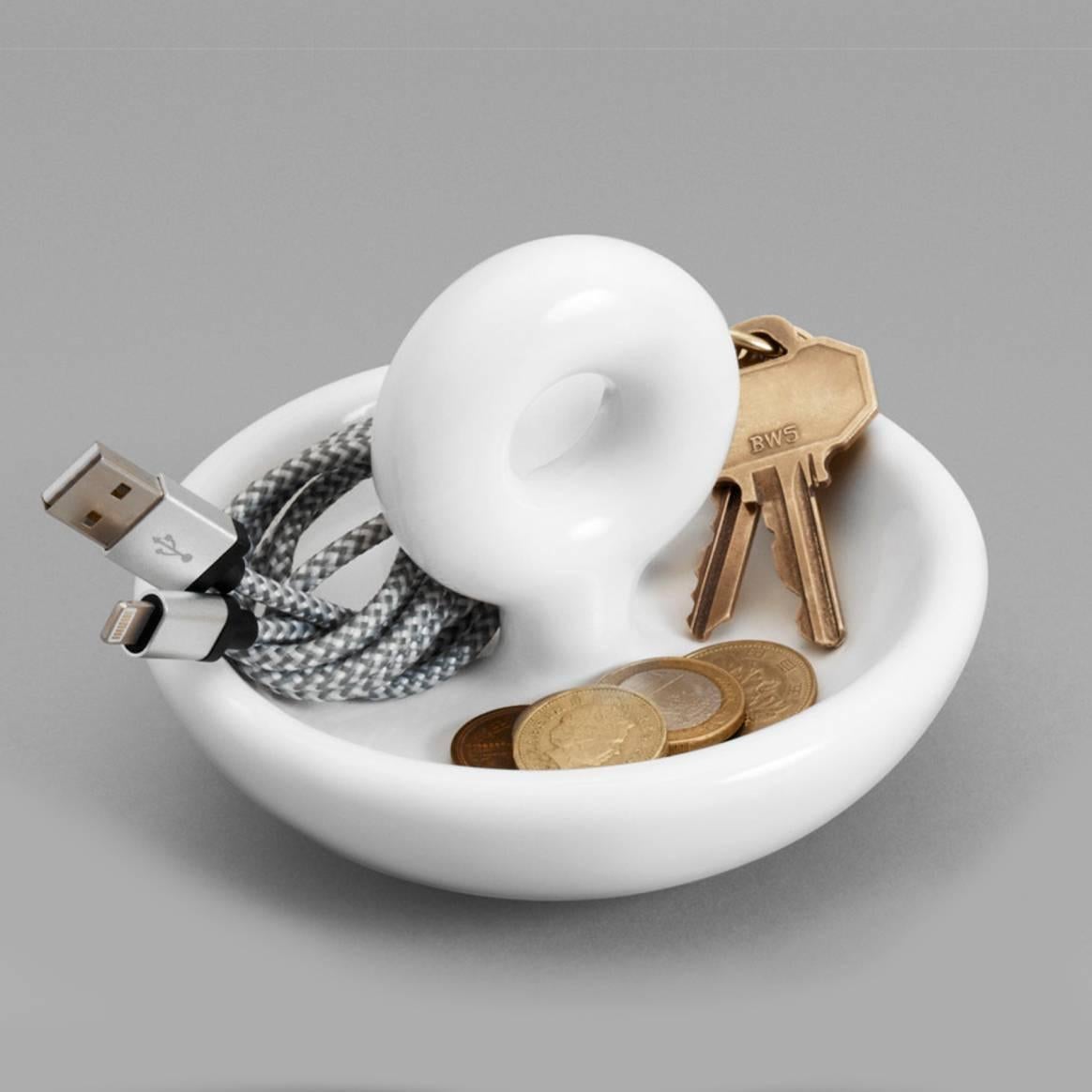 Other Little O Catchall / Bowl in Contemporary 3D Printed Gloss White Porcelain For Sale