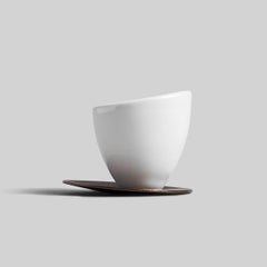 Sorvo Espresso Cup in Contemporary 3D Printed Gloss White Porcelain / Bronze