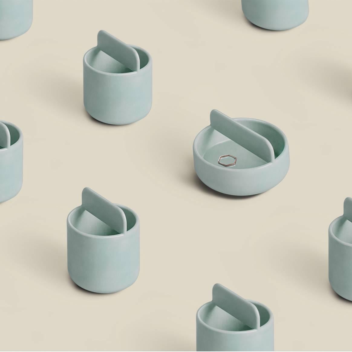 Other Tall Trestle Bowl / Vessel in Contemporary 3D Printed Gloss Celadon Porcelain For Sale