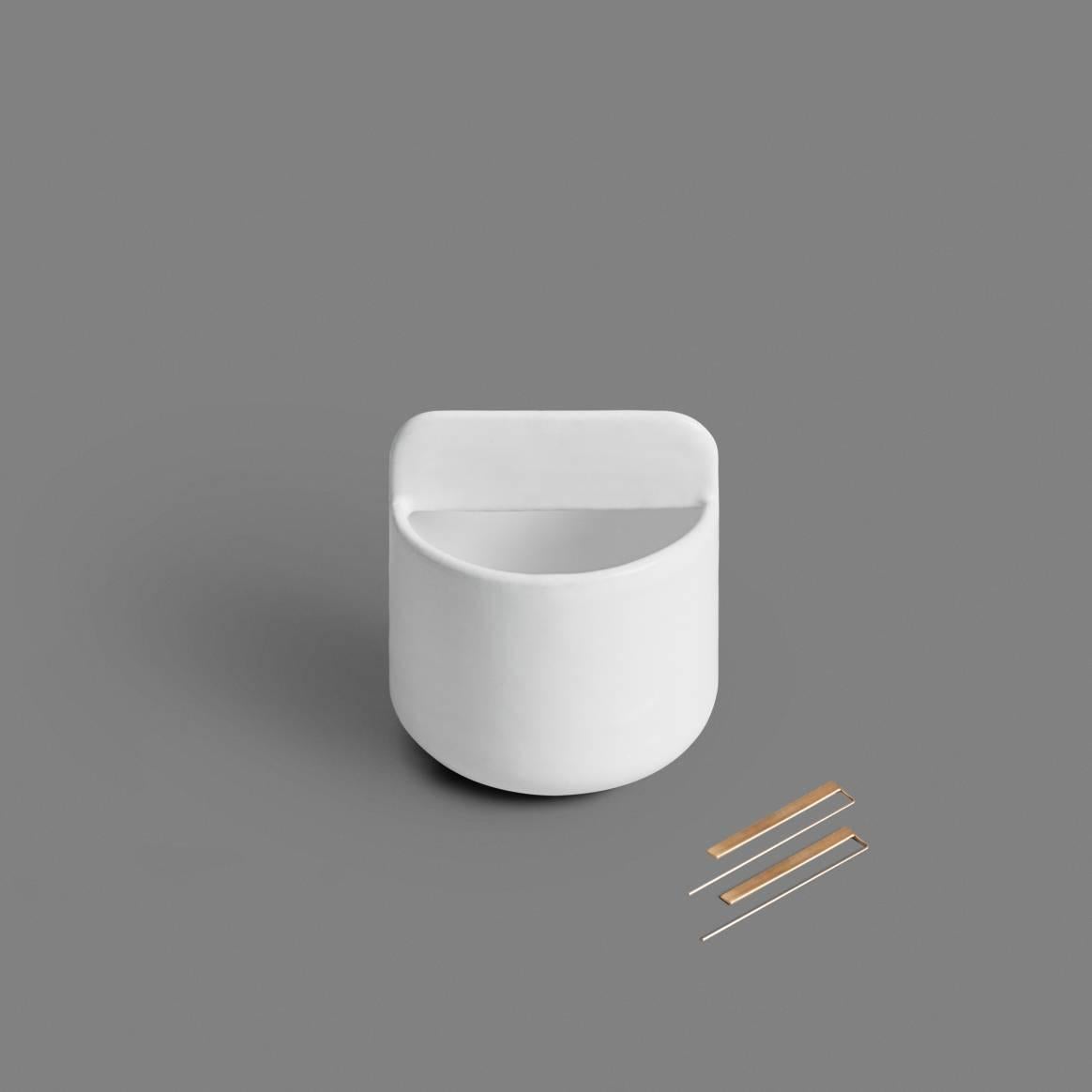 American Trestle Bowl / Vessel Set in Contemporary 3D Printed Gloss White Porcelain For Sale
