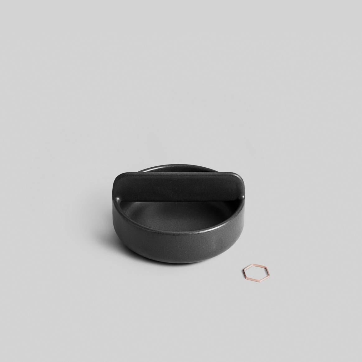 Other Trestle Bowl / Vessel Set in Contemporary 3D Printed Matte Black Porcelain For Sale