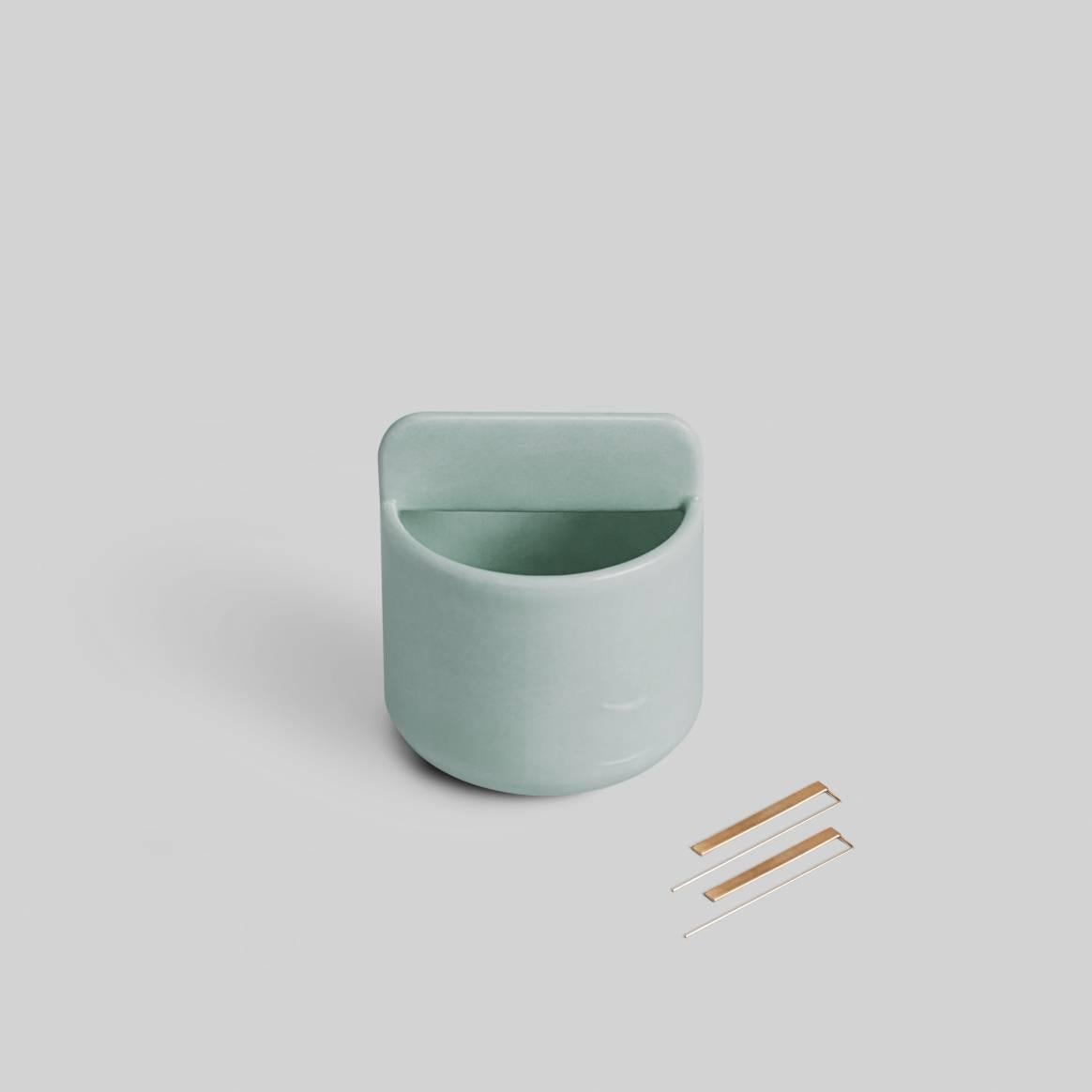 American Trestle Bowl / Vessel Set in Contemporary 3D Printed Gloss Celadon Porcelain For Sale