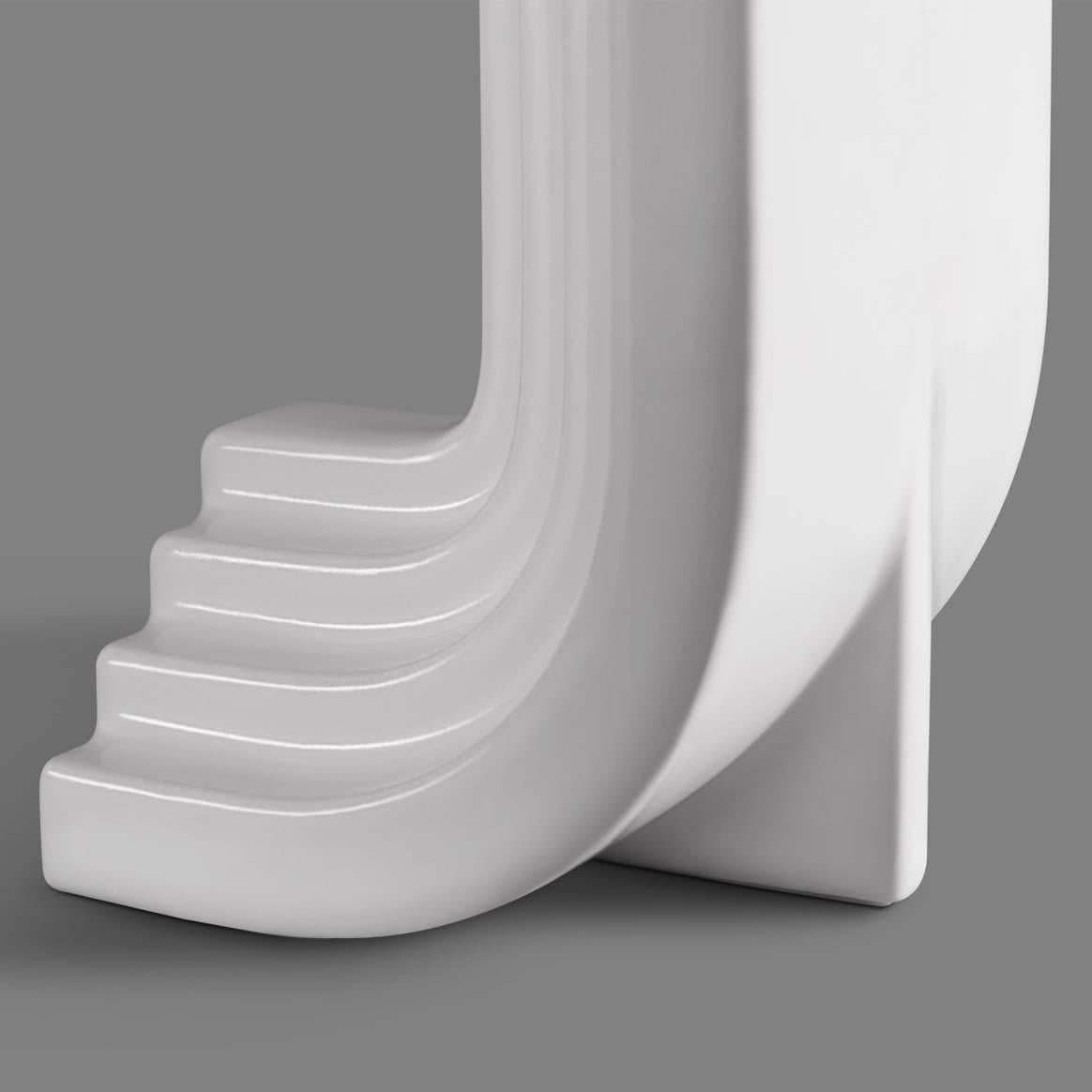 Carlo Bookend in Contemporary 3D Printed Gloss Gloss White Porcelain In Excellent Condition For Sale In New York, NY