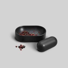 Pill Mortar & Pestle in Contemporary 3D Printed Matte Black Porcelain