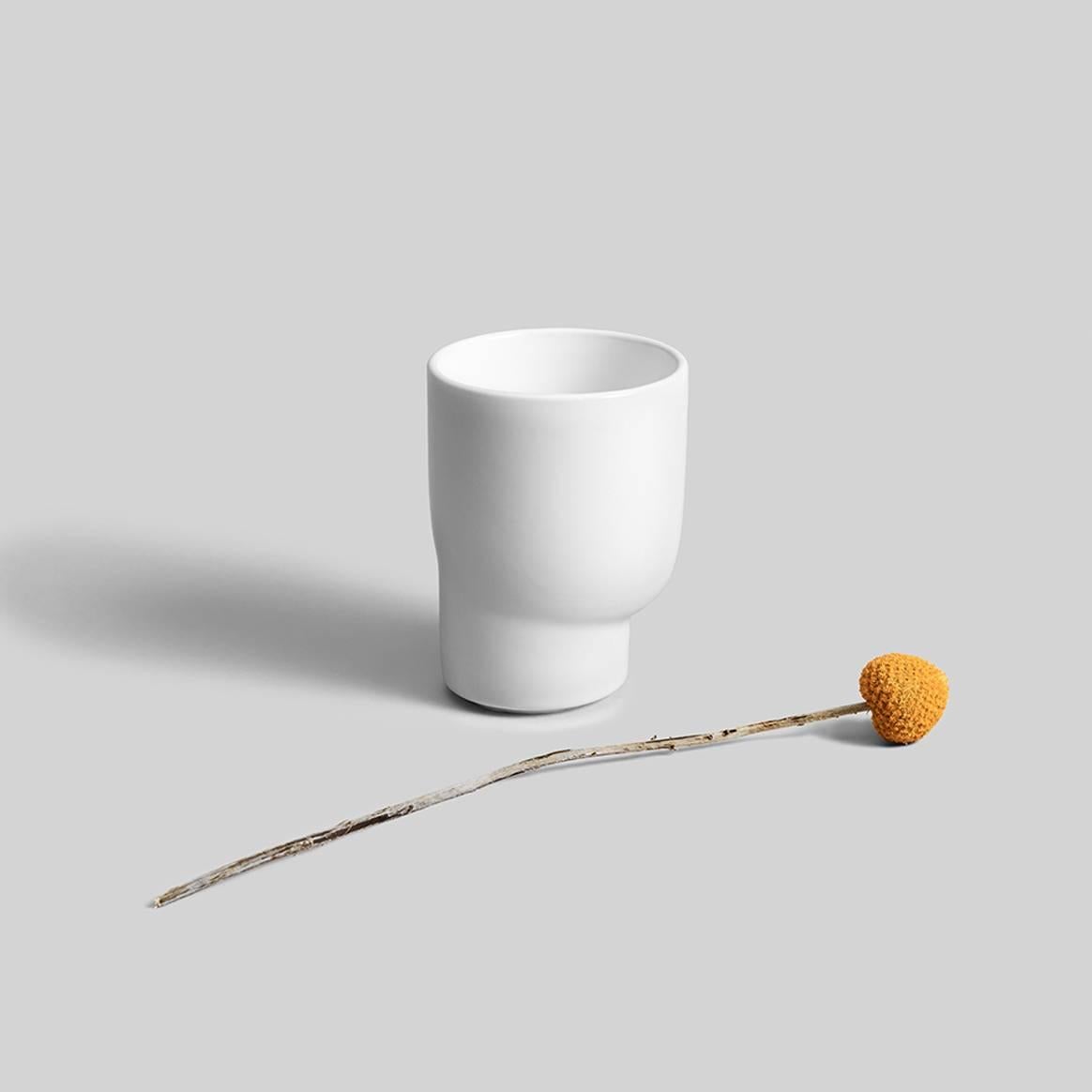 Modern Glitch Vase / Vessel Set in Contemporary 3D Printed Gloss White Porcelain For Sale