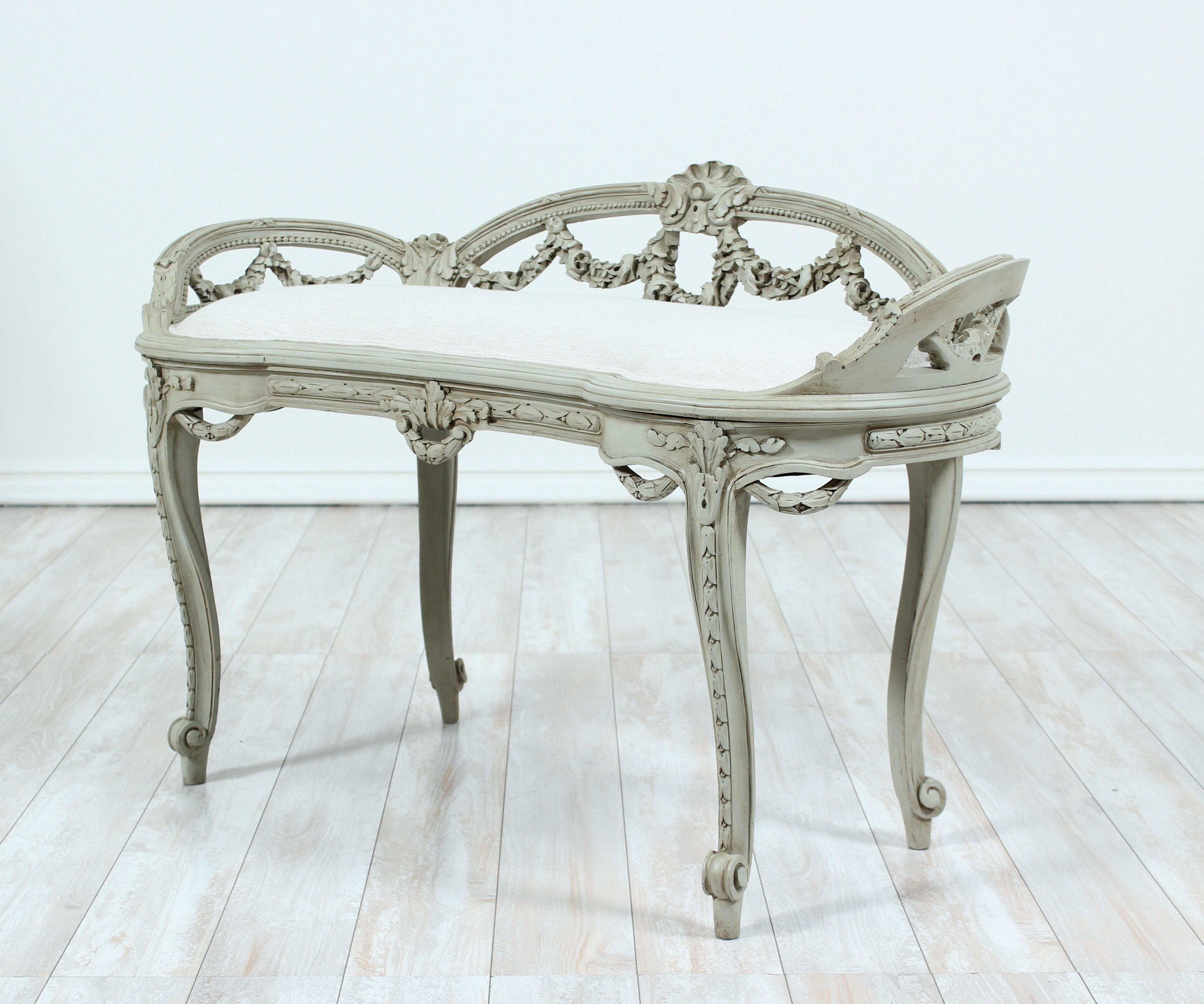 Louis XV French, 1920s Painted Bench