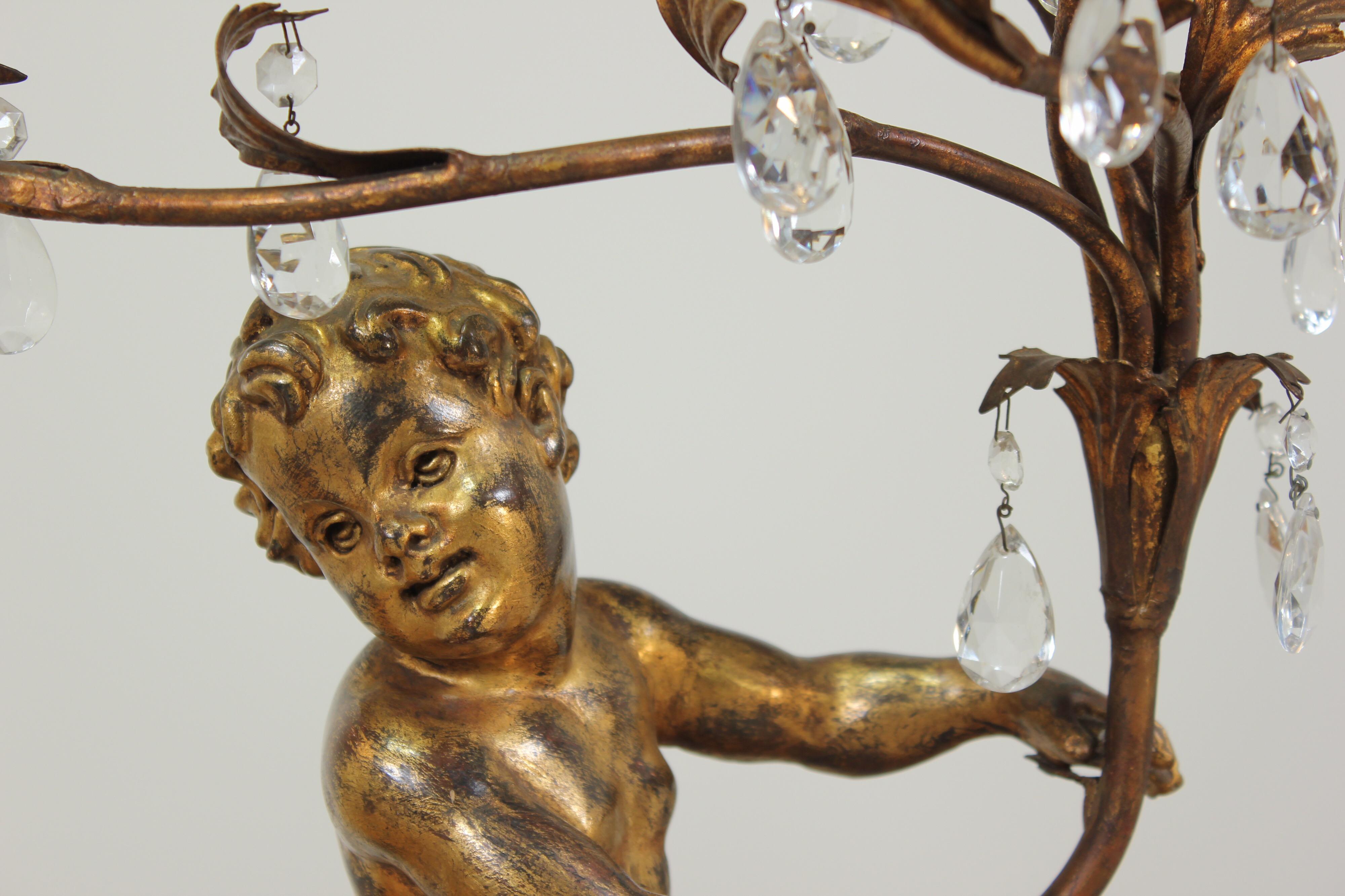 Pair of Italian Cherub Candelabra In Excellent Condition In Los Angeles, CA