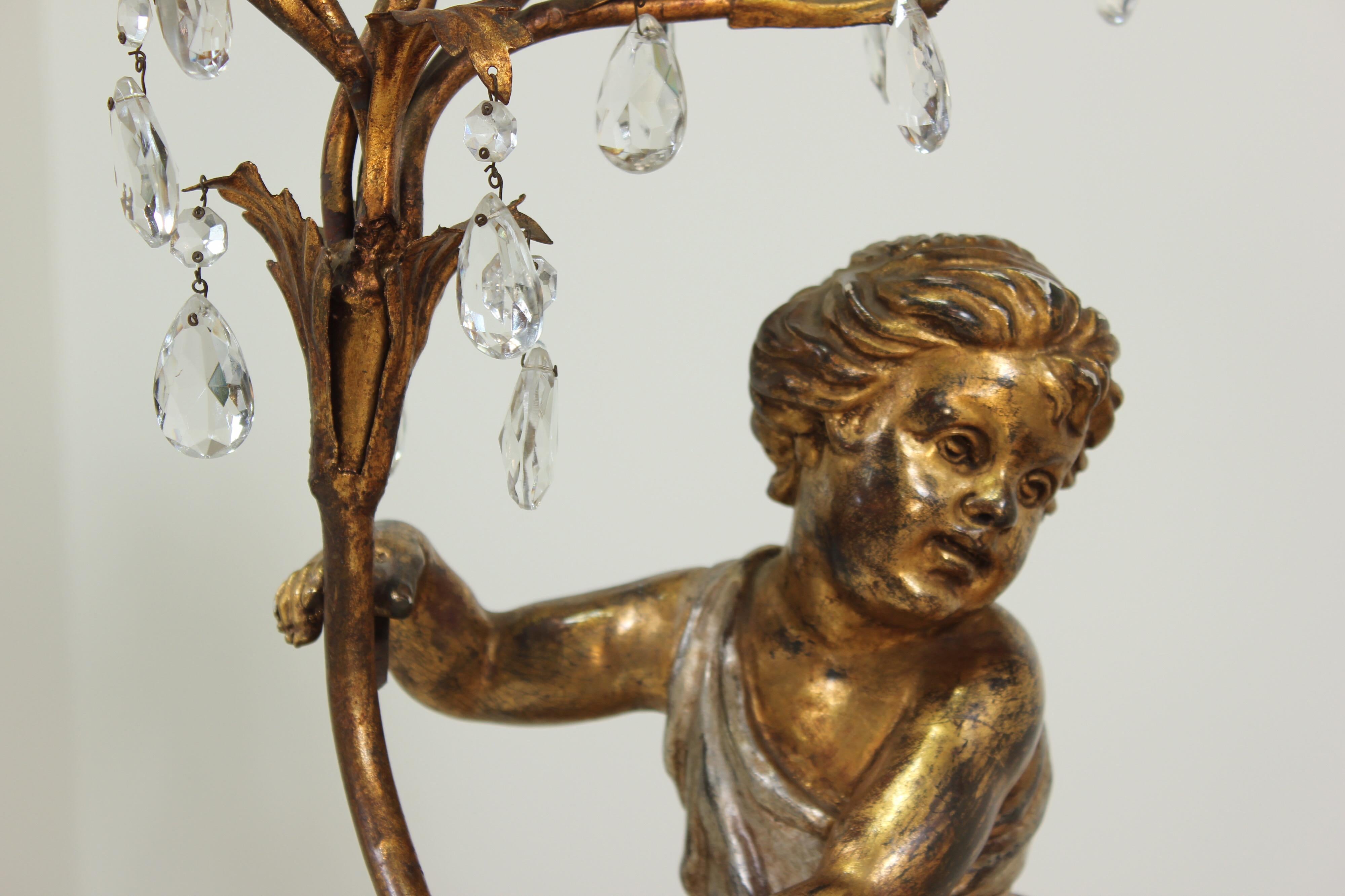 Mid-20th Century Pair of Italian Cherub Candelabra