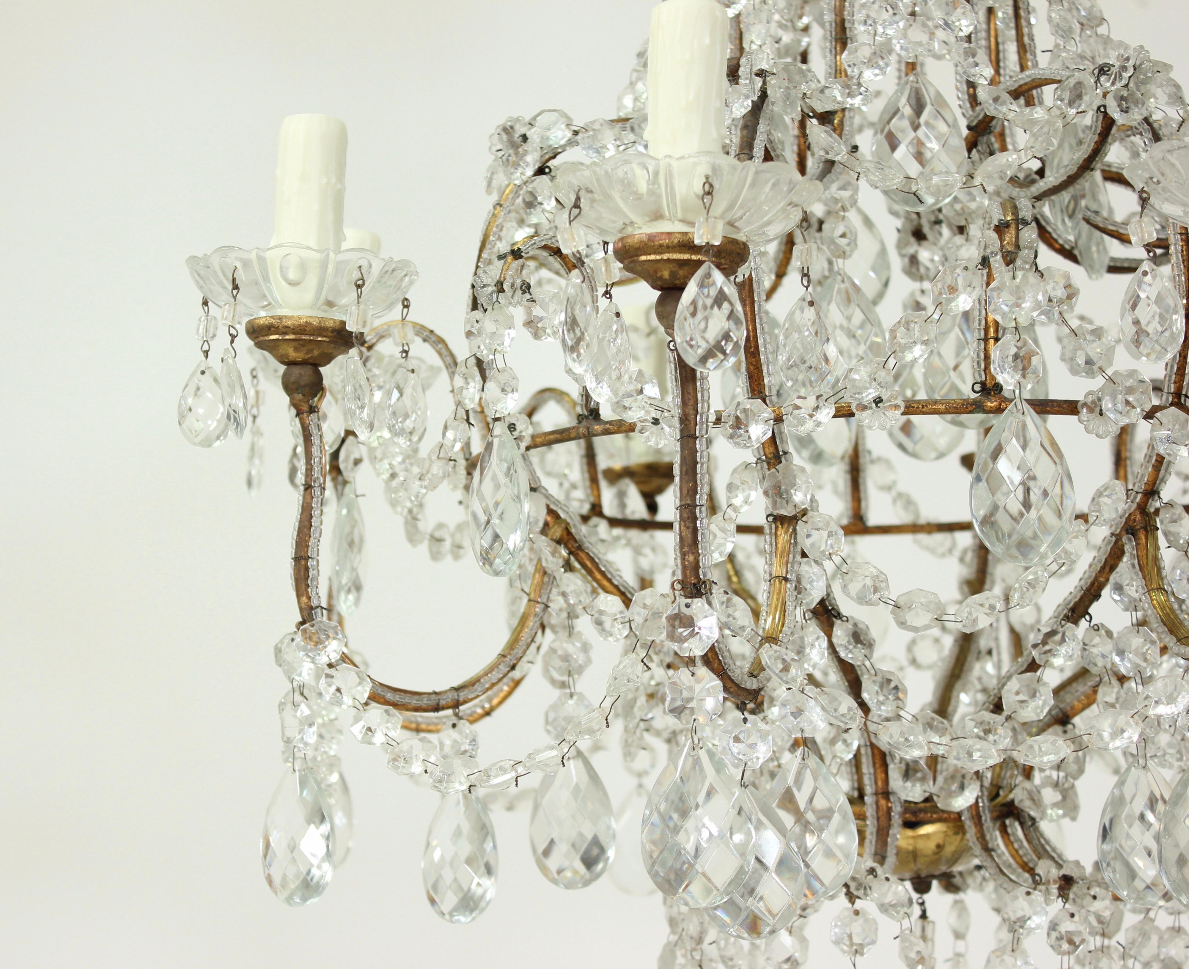 Italian Eight-Light Crystal Beaded Chandelier 1