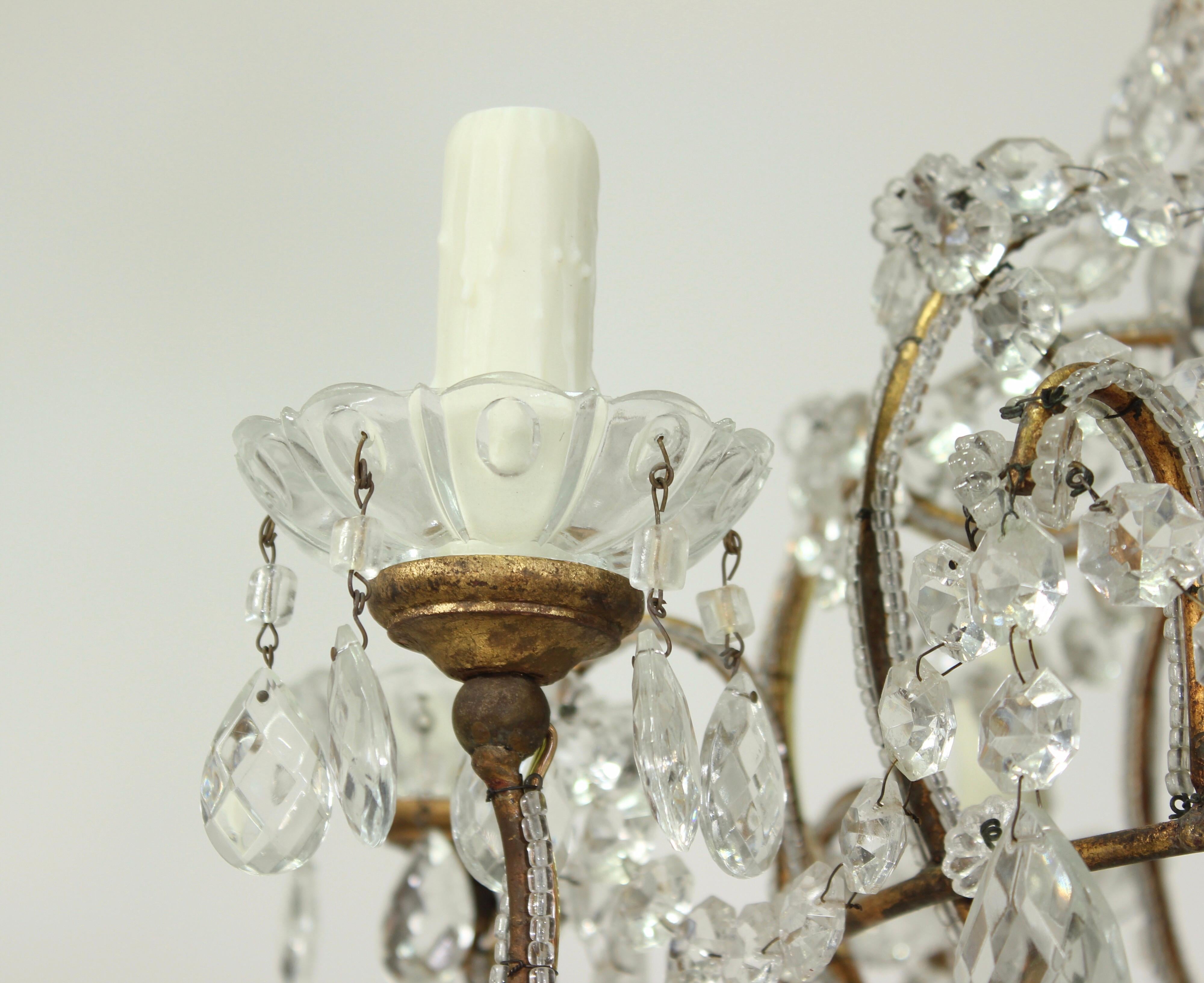 Italian Eight-Light Crystal Beaded Chandelier 2