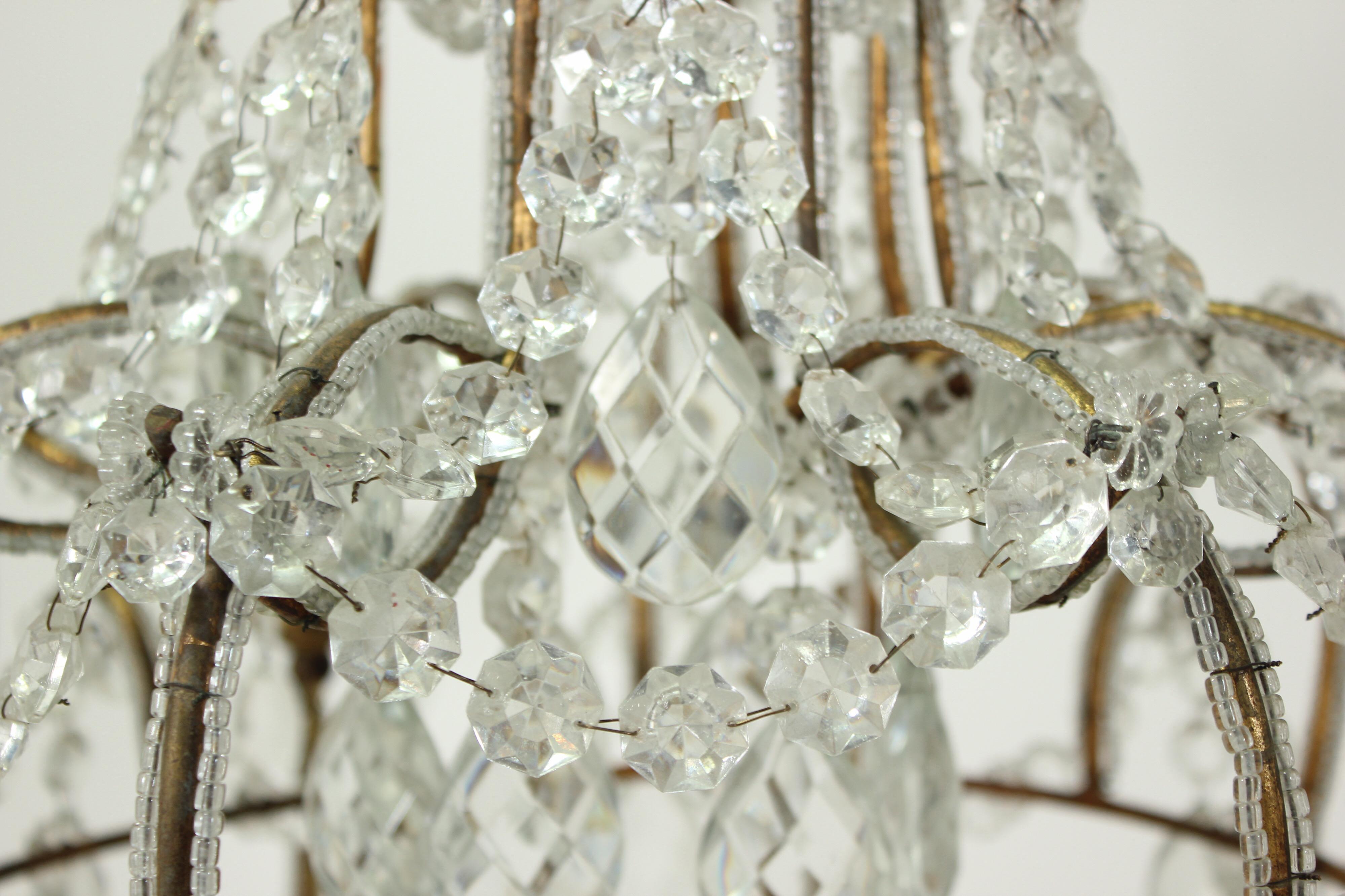 Italian Eight-Light Crystal Beaded Chandelier 4