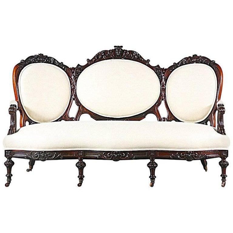 Antique Victorian Carved Mahogany Sofa at 1stDibs