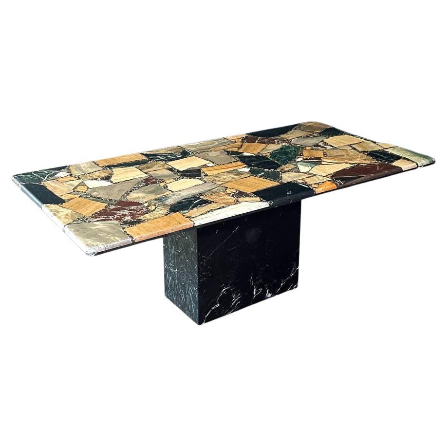 Vintage Italian Post Modern Multi-Marble Stone Dining Table by C.I.M For Sale