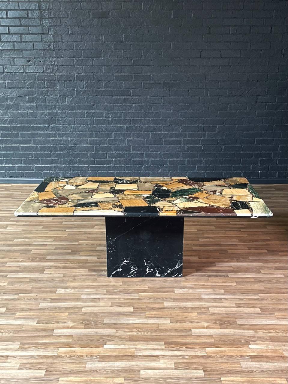 Post-Modern Vintage Italian Post Modern Multi-Marble Stone Dining Table by C.I.M For Sale