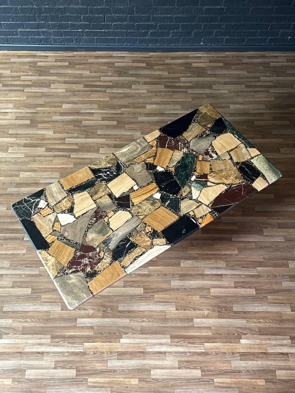 Vintage Italian Post Modern Multi-Marble Stone Dining Table by C.I.M In Good Condition For Sale In Los Angeles, CA