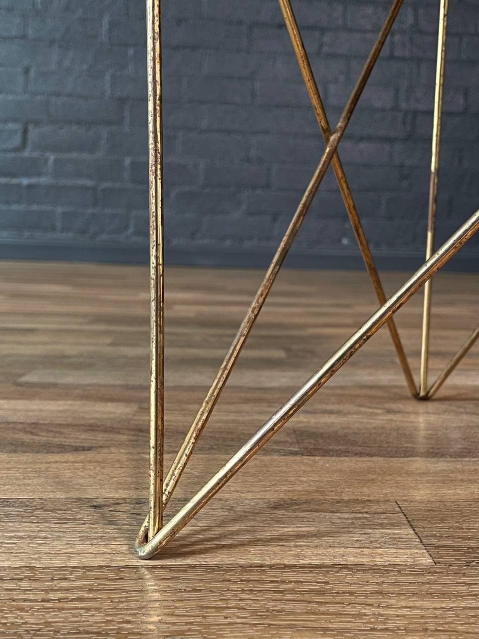 Italian Modern Pink Marble & Brass Side Table by Rene Brancusi For Sale 4