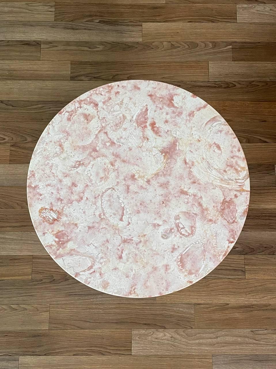 Mid-20th Century Italian Modern Pink Marble & Brass Side Table by Rene Brancusi For Sale