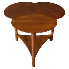 Newly Refinished - Mid-Century Modern Clover Leaf Side Table w/ Magazine Shelf