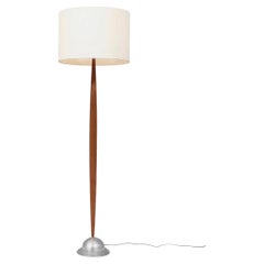 Newly Refinished - Mid-Century Modern Oak & Aluminum Floor Lamp