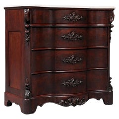 American Victorian Mahogany Serpentine Dresser w/ Carrara Marble Top