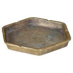 Modernes sechseckiges Messing-Tablett aus der Jahrhundertmitte