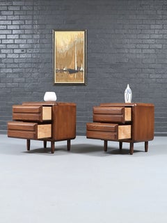 Newly Refinished - Pair of Mid Century Modern Rounded Night Stands