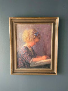 Antique California “Study of a Child” Oil Painting by Wanda Neumann