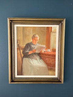 Vintage Grandmother Oil Painting with Giltwood Frame