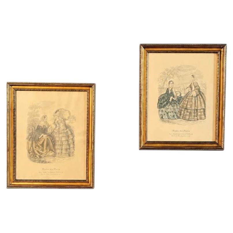 Paar französische Vintage-Porträt-Holzrahmen