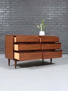 Newly Refinished - Mid-Century Modern Walnut & Rosewood Dresser by Bassett