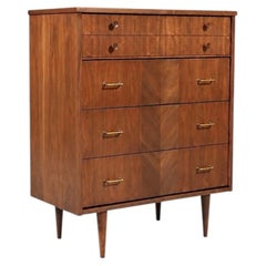 Newly Refinished - Mid-Century Modern Walnut Highboy Dresser