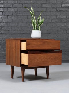 Newly Refinished - Mid-Century Modern Walnut & Rosewood Night Stand by Bassett