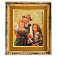 Portrait vintage d'une famille en train de lire